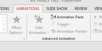 Click the Add Animation button under the Advanced Animations group. Animation options will appear underneath.