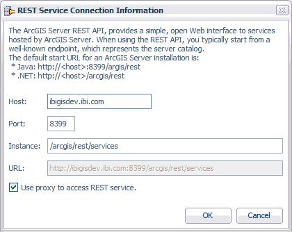 3. Building a Sample Application The REST Service Connection Information dialog opens, as shown in the following image.