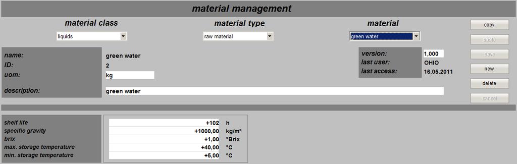 Material management 3.1 Structure and functions of the user interface 3.