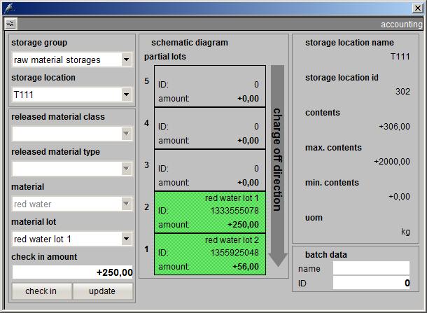 Storage location management 5.3 Faceplates 9. Click "Book". The material quantity is booked at the selected storage location. The quantity is displayed in the middle section of the faceplate. 10.