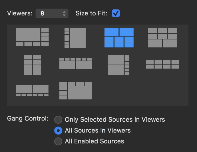 on top of the viewer. You can switch the position of 2 Sources in Viewers with a simple drag and drop. You can temporarily view one Viewer in "Full Screen".