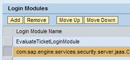 To change the order of the Login Module stack, select the Login Module and then the Move Up or Move Down button: 10.
