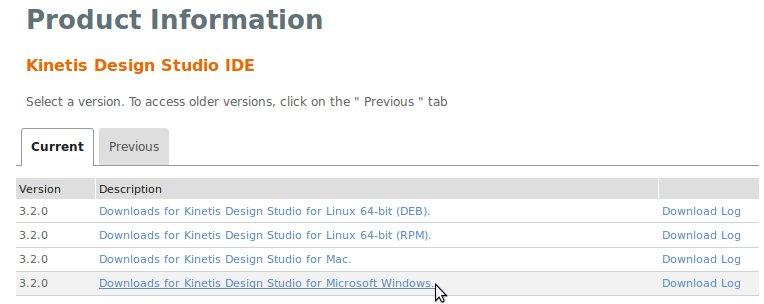 Agree the terms and download the file Installer: Kinetis Design Studio 3.2.