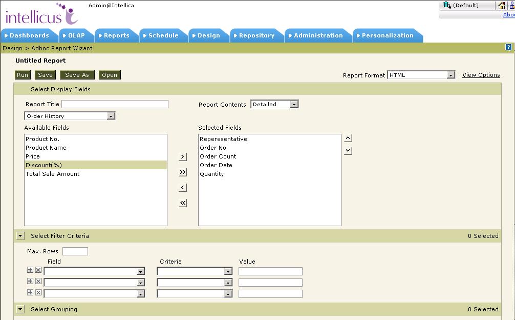 Adhoc Report Wizard Using Adhoc Report Wizard, and end-user can design reports on adhoc basis.