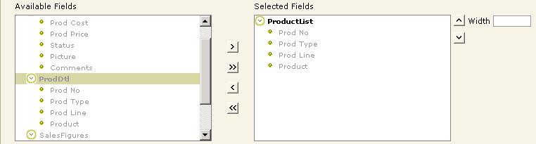 Figure 4: Dual List for selecting fields for report To select a field select the field from Available Fields list and either drag it in Select Fields list, or click. To select all the fields, click.