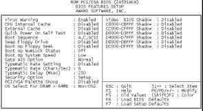 3.1.3 BIOS features setup The BIOS FEATURES SETUP screen appears when choosing the BIOS FEATURES SETUP item from the CMOS SETUP UTILITY menu.