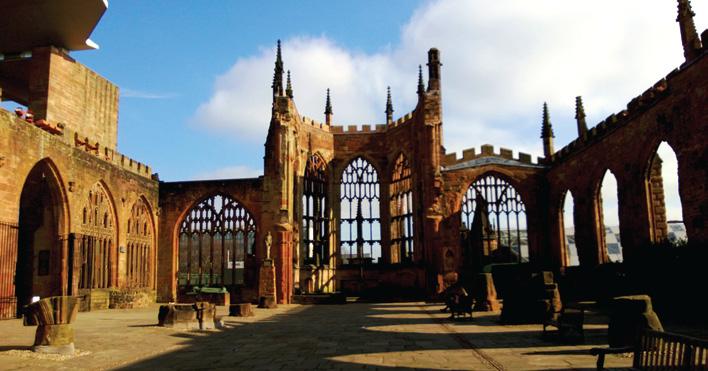 Coventry St Michaels Cathedral, built in the late 14th century. It was one of the most beautiful and largest parish churches of its time, in England until it was destroyed during the Second World War.