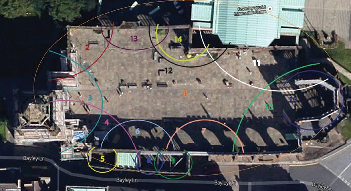 The photo above shows the scan areas that were captured. Fifteen scans were taken in total, with the first being a full 360 degree scan covering the whole area.