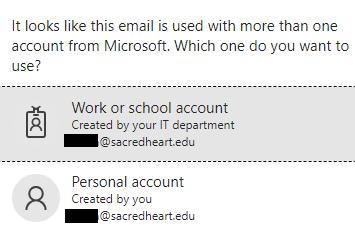 Select Work or school account, enter your