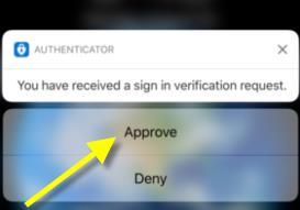 Press Approve when prompted with the verification request to sign