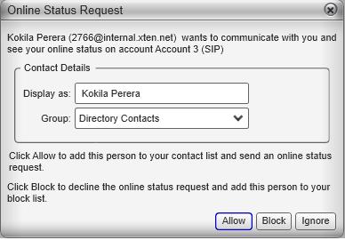 Bria for Windows User Guide Retail Deployments Sharing Online Status Watching Others Status To watch a contact s status, that contact must be tagged for presence: If you create a contact via the