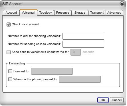 CounterPath Corporation SIP Account Properties Voicemail These settings let you set up to interact with your VoIP service provider s voicemail service.