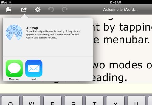 Page9 Sharing /Exporting Document Sharing Note: When using the on-screen ipad keyboard, all of the
