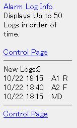 (10) Goes to the control page. (11) Displays the number of new logs. (10) (11) (12) (13) (12) Displays the date and time, the kind of signal and sensor.