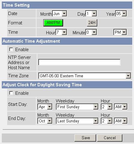 2.9 Setting the Date and Time The Date and Time page allows you to set and confirm the date and time.