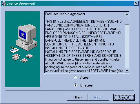 3. Click [Next>]. License Agreement window appears. 4. Check [I Agree] and click [Next>]. Choose Destination Location window appears.