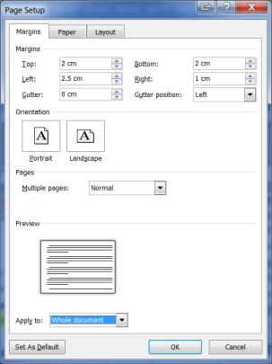 formats Page size set as A4