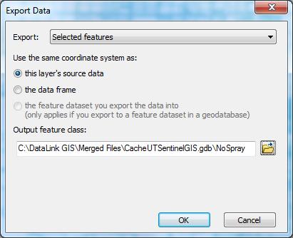 5. Create the output layer NoSpray in the geodatabase if it doesn t already exist.