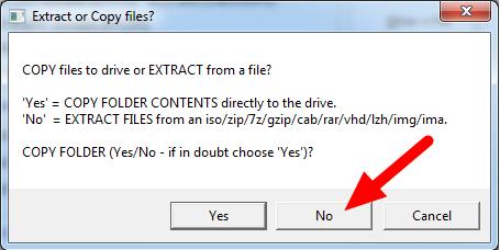 Copy Files Dialog Choose No
