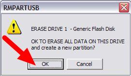 Click OK to execute the command on the selected USB Flash drive.