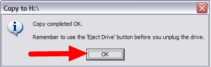 Confirmation Dialog 2 Click OK to format the USB drive NOTE: ALL DATA ON THE DRIVE WILL BE ERASED!