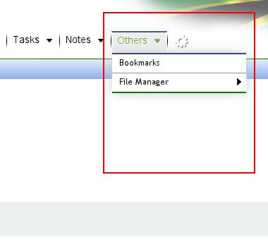 5. Others The Top navigation menu has two others sub-menu which are Bookmarks and File Manager.