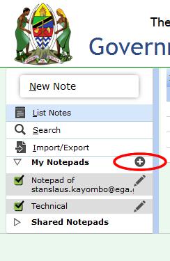 2 Create Notepad To add new notepad, click on the plus icon beside 'my notepads link. Click to Add a New Figure 1.2.9, Add new note pad After clicking the plus icon, you will be provided with the new notepad form.