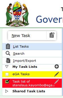 Click all task tab Figure 1.5.7, Tabs under tasks list 1. All Tasks Under this tab shows all tasks 2.