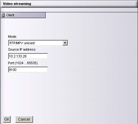 9 Decoder settings The definition of the decoder s audio and video source is effected in the Video streaming dialog. NOTE The decoded audio and video source can be switched dynamically via SeMSy.