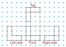 We can use square dot paper to draw each view (top, front, and sides) of the three dimensional objects: To draw views of the object: Place the top view above