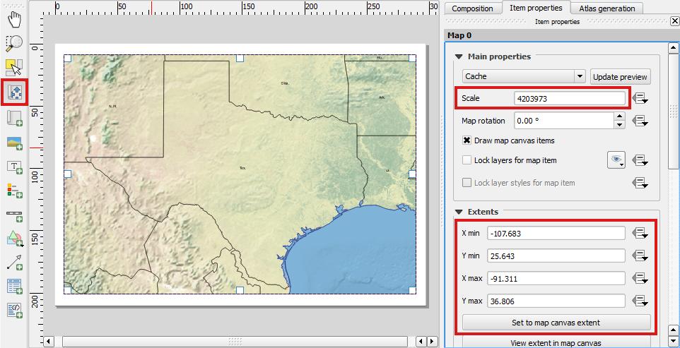 4. You can also adjust the map extent using the Move item content tool.