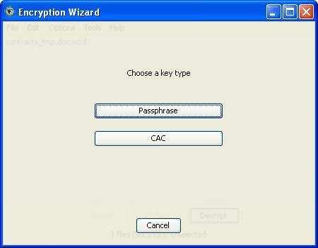 Figure 5: Choose a Decryption Key Type The original file will be decrypted and restored to the original filename and extension. 5.4.