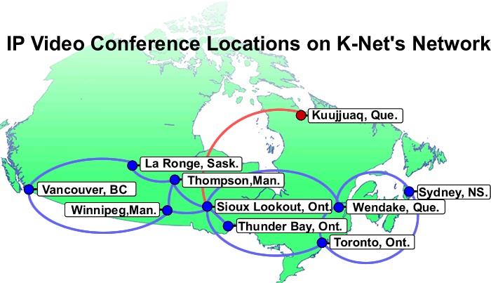 Kuh-ke-nah Network and Services Page 1 - January 2004 The map of Canada shows the urban sites with video
