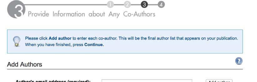 Submit an article (step 5) Re-order Author Names The names of the authors may be reordered by