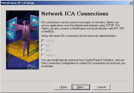 Citrix MetaFrame XP and FR-1 on Compaq ProLiant Servers Running Windows 2000 30 Figure 11: Accepting TCP/IP protocol for network ICA connections 7.