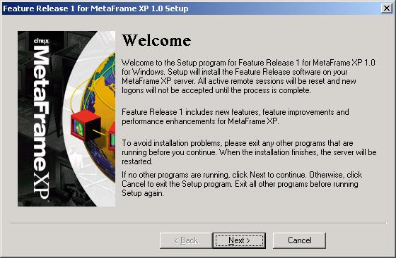 Select Feature Release 1. Figure 31: Selecting the option to install FR-1 7.