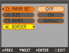 To change the paper type, press the centre button and use the scroller to select the preferred paper.