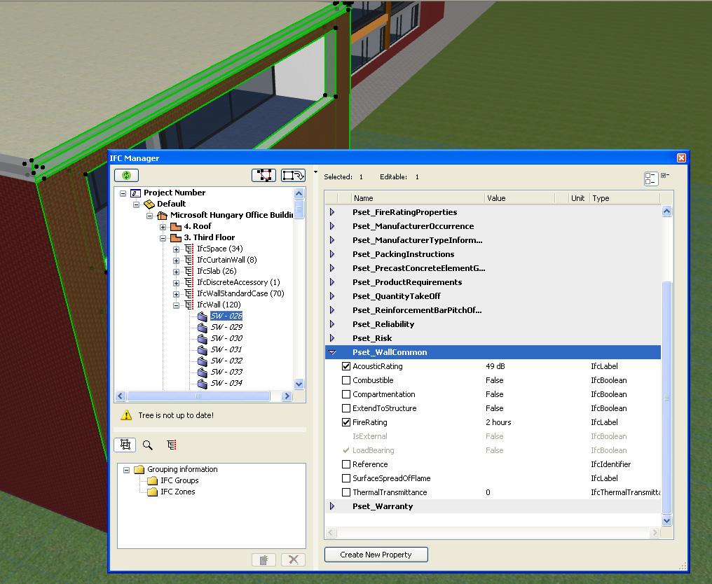 Export Data from ArchiCAD Property assignment can also be done through IFC Manager, which provides an overview of the hierarchy of the entire architectural model.