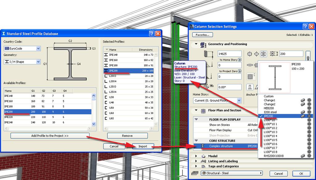 Standard Profiles Export Data from ArchiCAD If you exchange data with structural applications, using the IFC standard, it can be helpful to use standard elements as your steel profiled Columns or