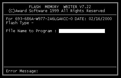 2. At the prompt, type AWDFLASH.EXE and press <Enter>. The VGA configuration program will then display the following: Figure 4.1: VGA Setup screen 3.
