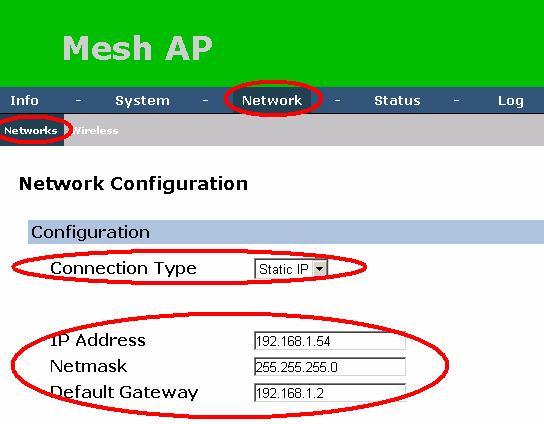 Set Mesh51 AP IP Static IP