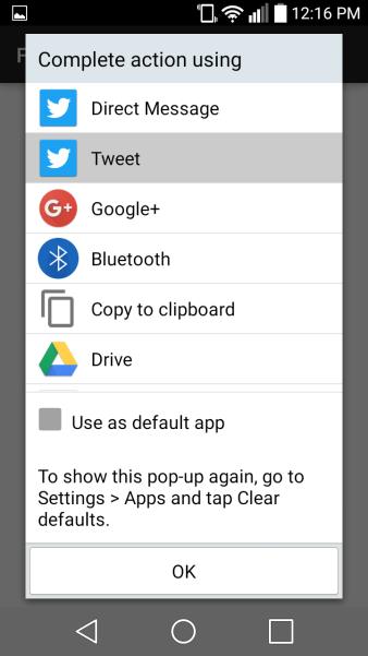 34 however, I was able to find a way to share content to Twitter with Appcelerator s builtin Titanium.Android.Intent module. Intents allow Appcelerator to call Android s native share menu.