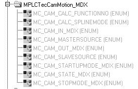 MPLCTecCamMotion_MDX Overview of the MPLCTecCamMotion_MDX library I 4 MDX_Cam_ Calculate MDX_Cam_Calculate directory: MC_CamCalcSpline_MDX function module The MC_CamCalcSpline_MDX function module