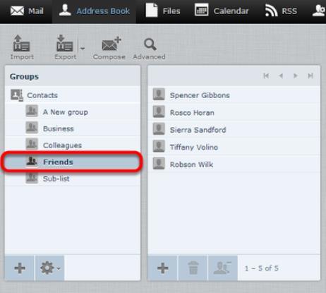 2. From the Groups pane, choose the group that contains the contacts that you want to export. Select Contacts if you want to export all of the contacts in the Address Book. 3.