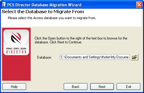 3. Select the database you want to migrate from: 4.