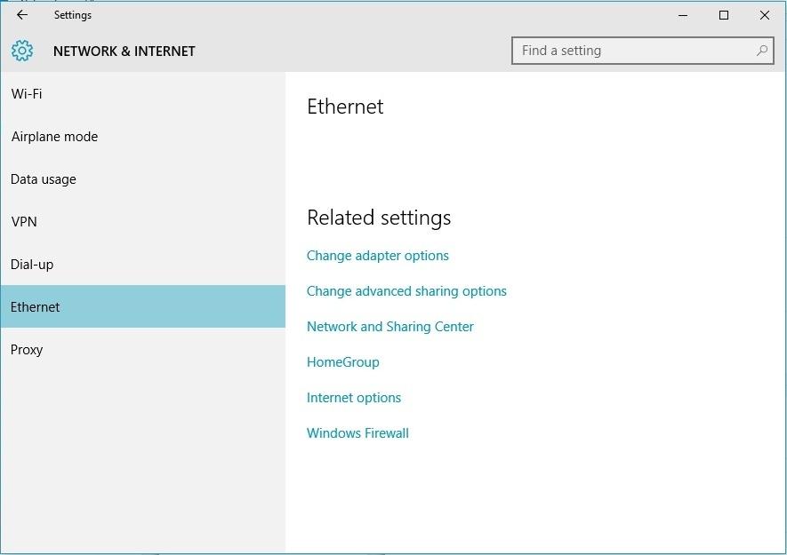 Internet, then the Ethernet option