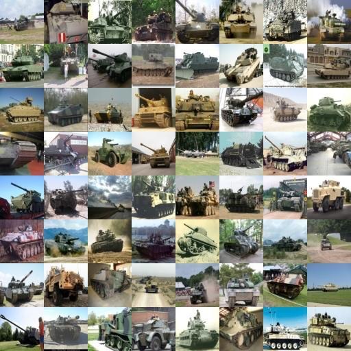 GANs-based Image Generation Dataset: 1,300 images of Army-tank (ILSVRC2012) Model: DCGAN Real