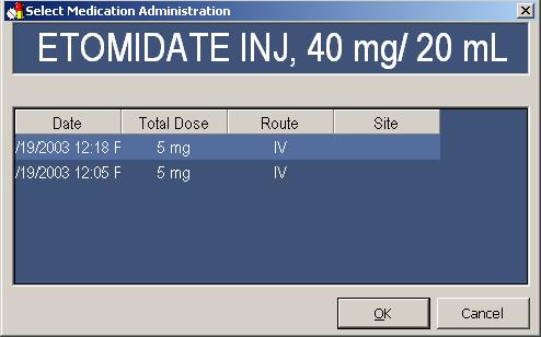 4. Click on the medication that needs an administration removed and the following dialog box will appear. *** Note: If a medication only has 1 administration, this dialog box will not appear.