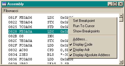If a hexadecimal address is entered, memory contents are interpreted and displayed as assembler instructions starting at the specified address.