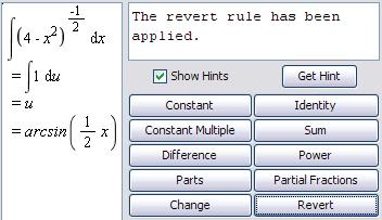 232 5 Mathematical Problem Solving Action 5. Apply the constant rule by clicking Constant. 6. To revert back to the original variable, click Revert. Result in Document 7.